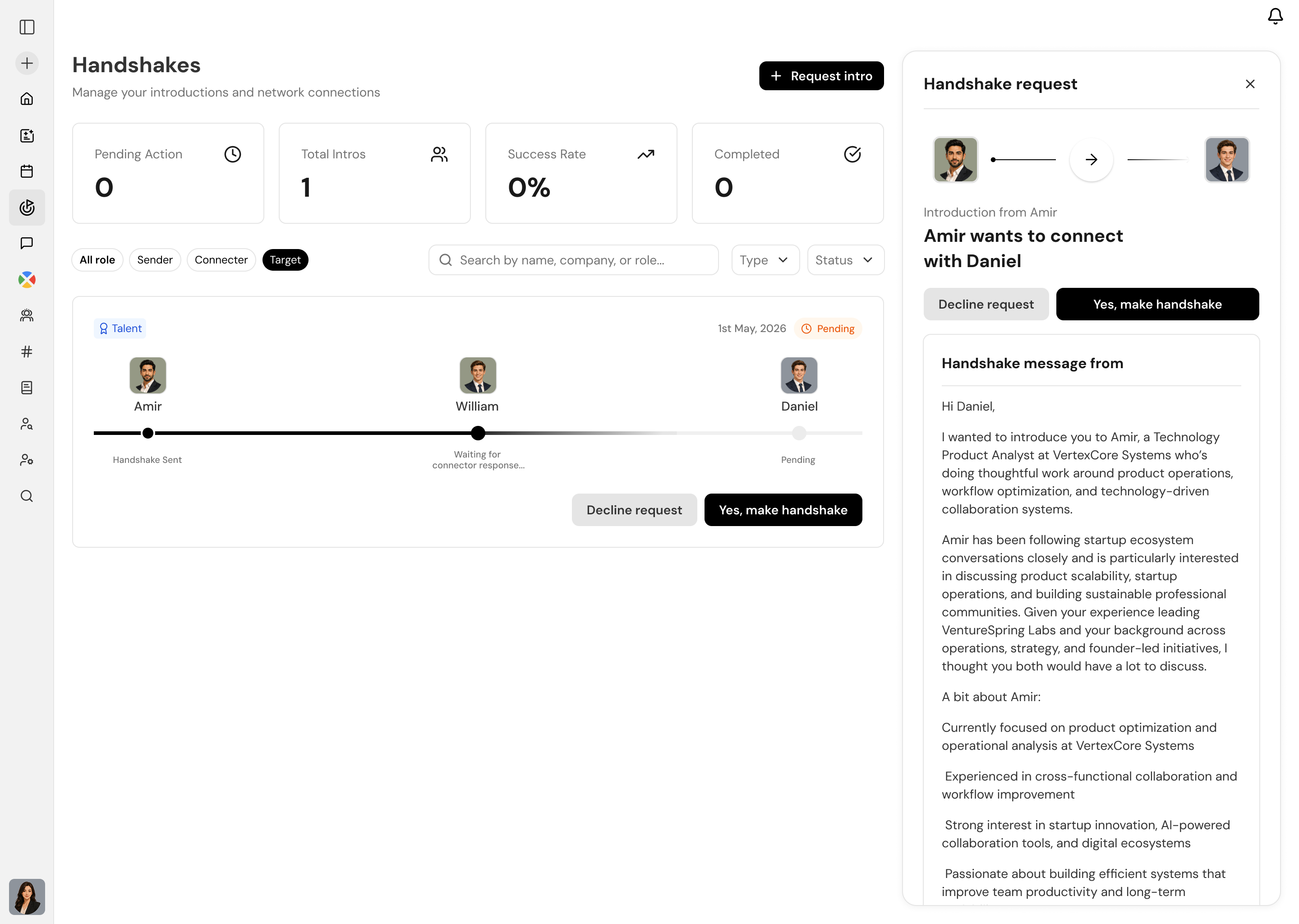 Receiver reviews context and consents