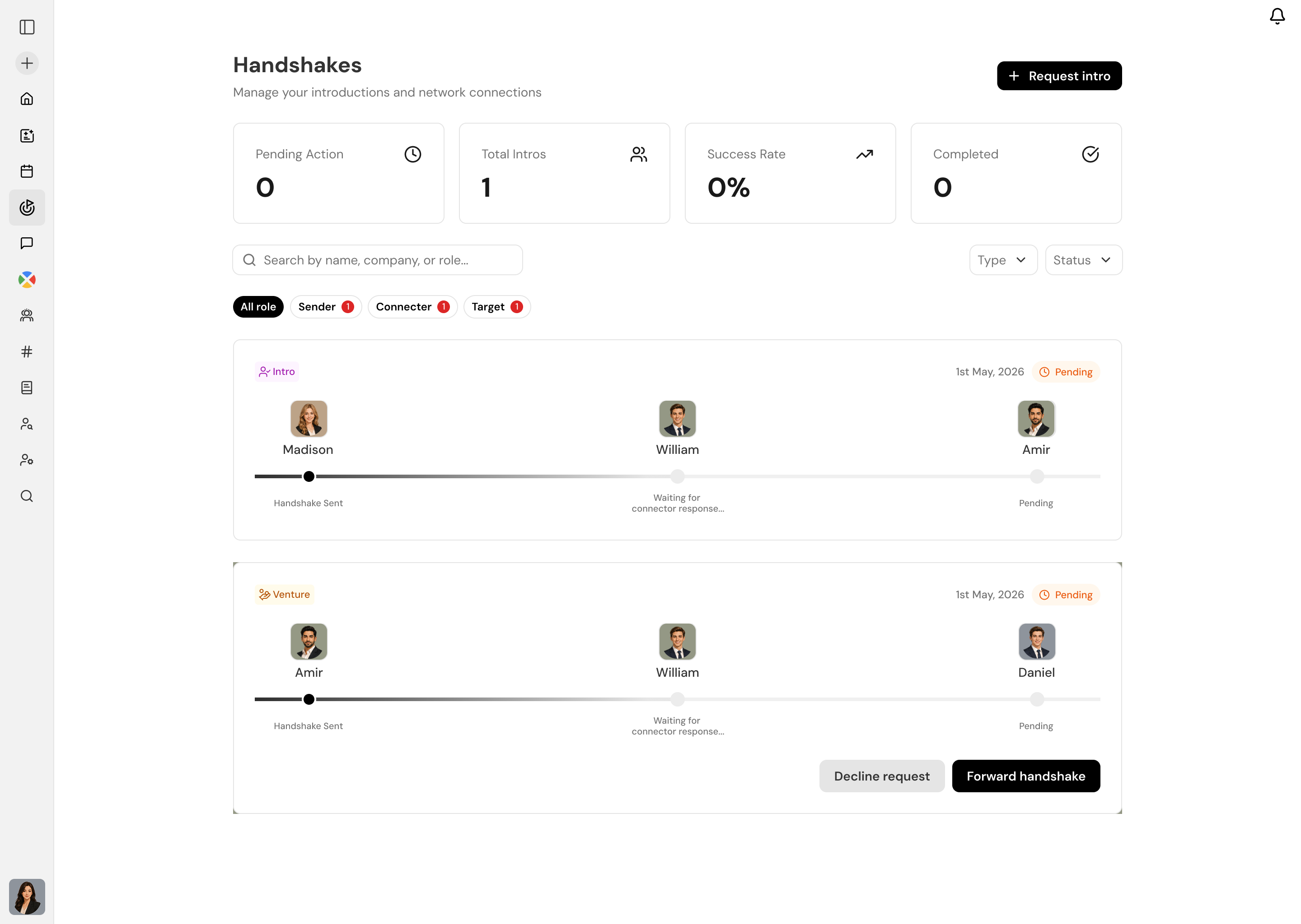 Handshake request status: pending approval by your connector — consent first
