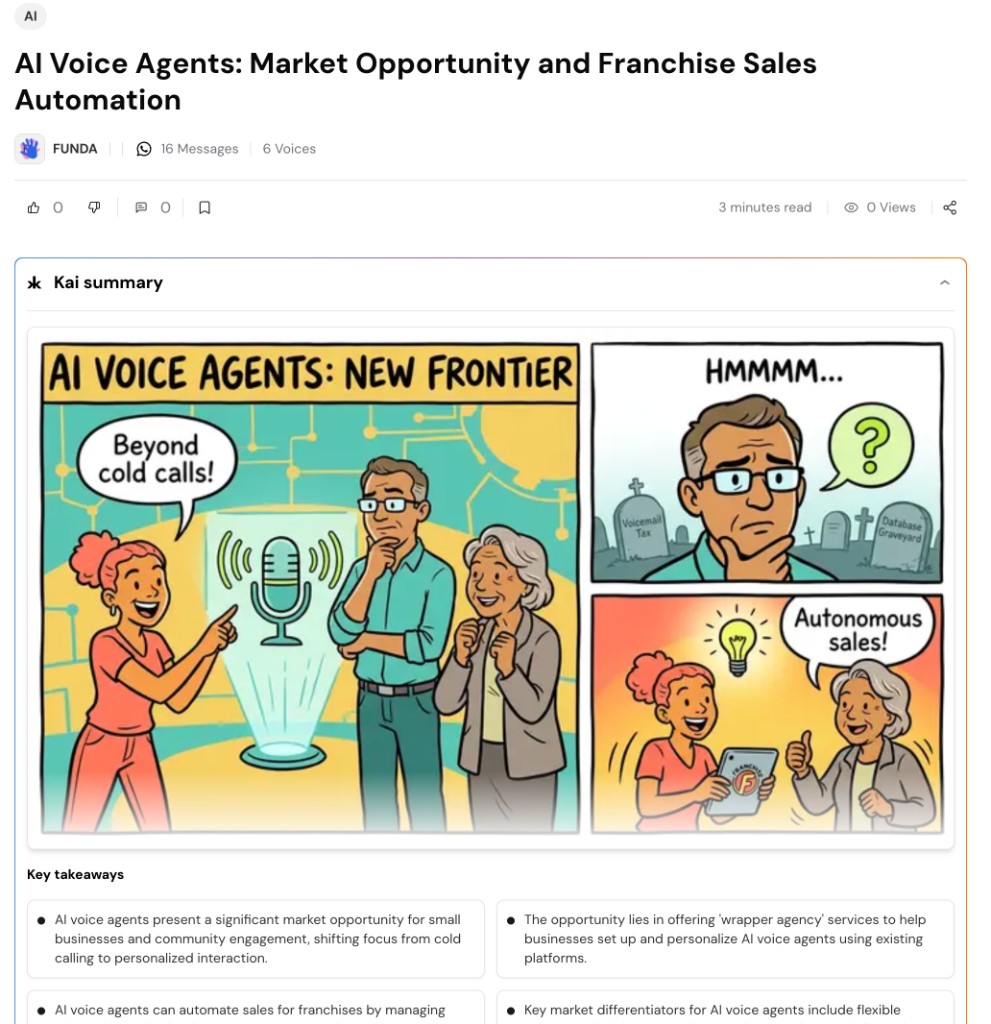 Library in Key AI — feed of curated articles from FUNDA Club tagged by category (Operations, Engineering, Business, Product Strategy), with search and filters